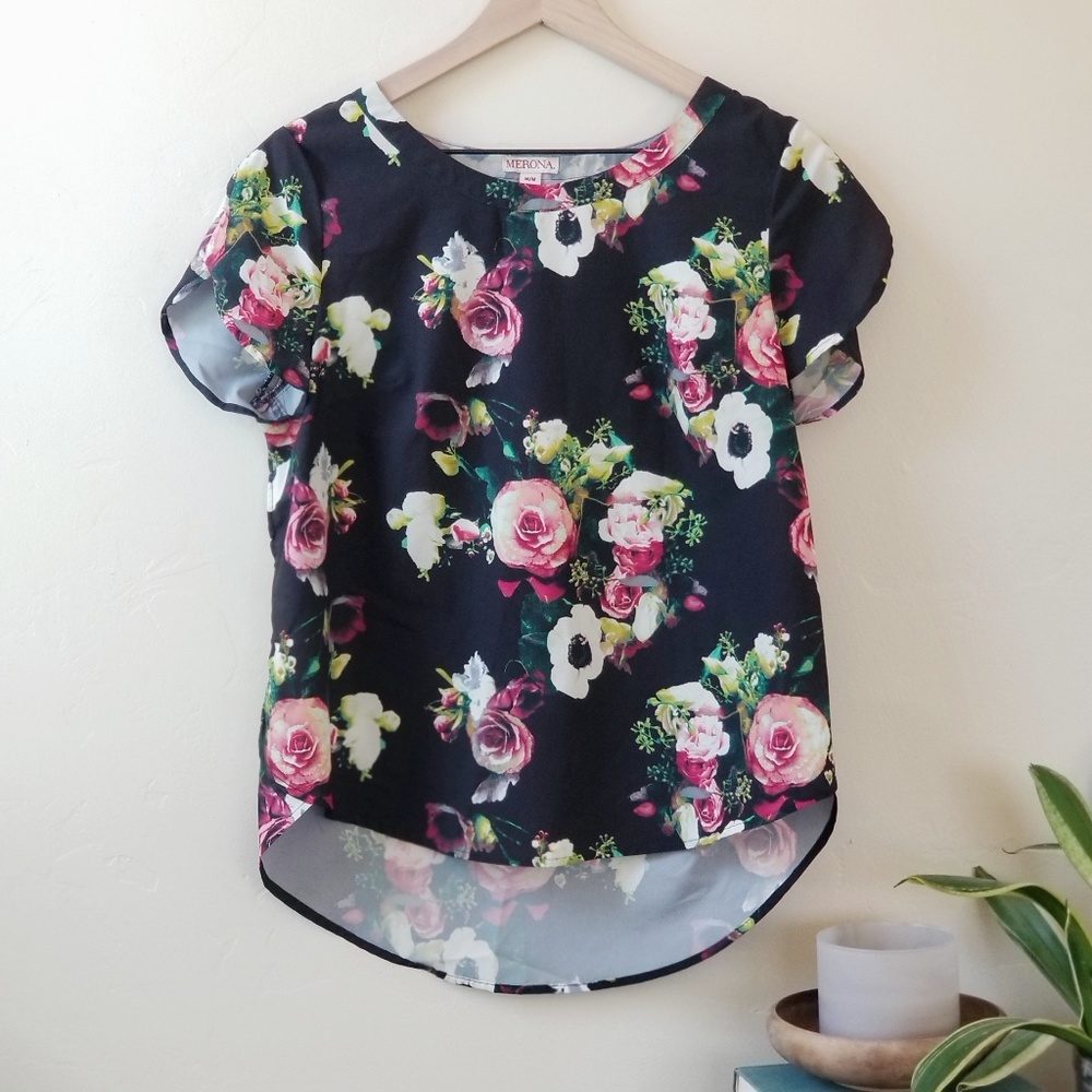 Merona floral blouse (M)